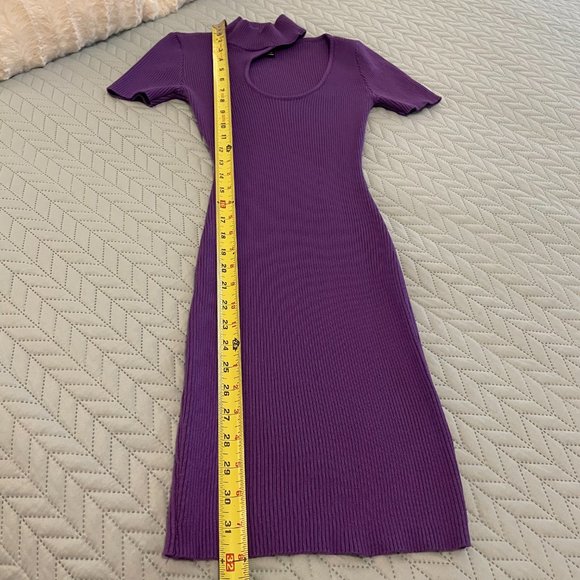 Forever 21 Women's Purple Ribbed Cutout Bobycon Mini Dress Size Small - Picture 5 of 6
